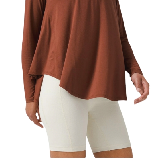 Lululemon Up for Down Time Top Dark Terracotta Long-Sleeved Size 4 Silk Modal - Picture 2 of 10